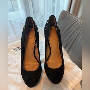 Zara Black Studded Open-Toe Pumps